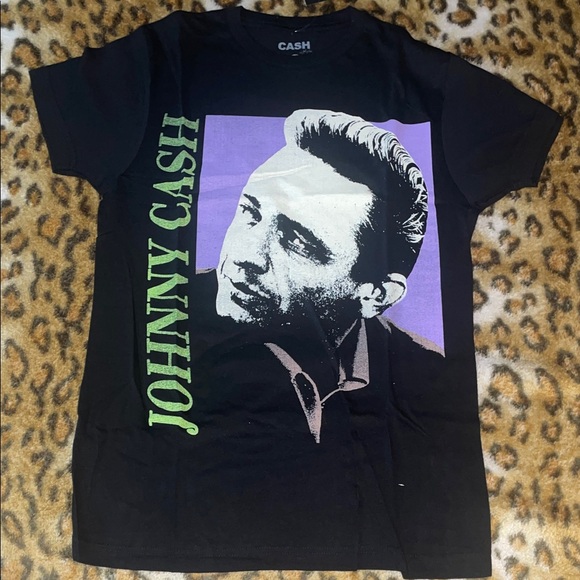Hot Topic Other - Johnny Cash Black Graphic T-Shirt with Purple and Green Accents